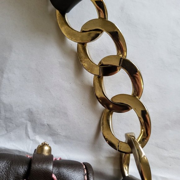 Vintage Juicy Couture Cocoa Lamb Leather Heavy Hardware Shoulder Bag - Picture 6 of 15